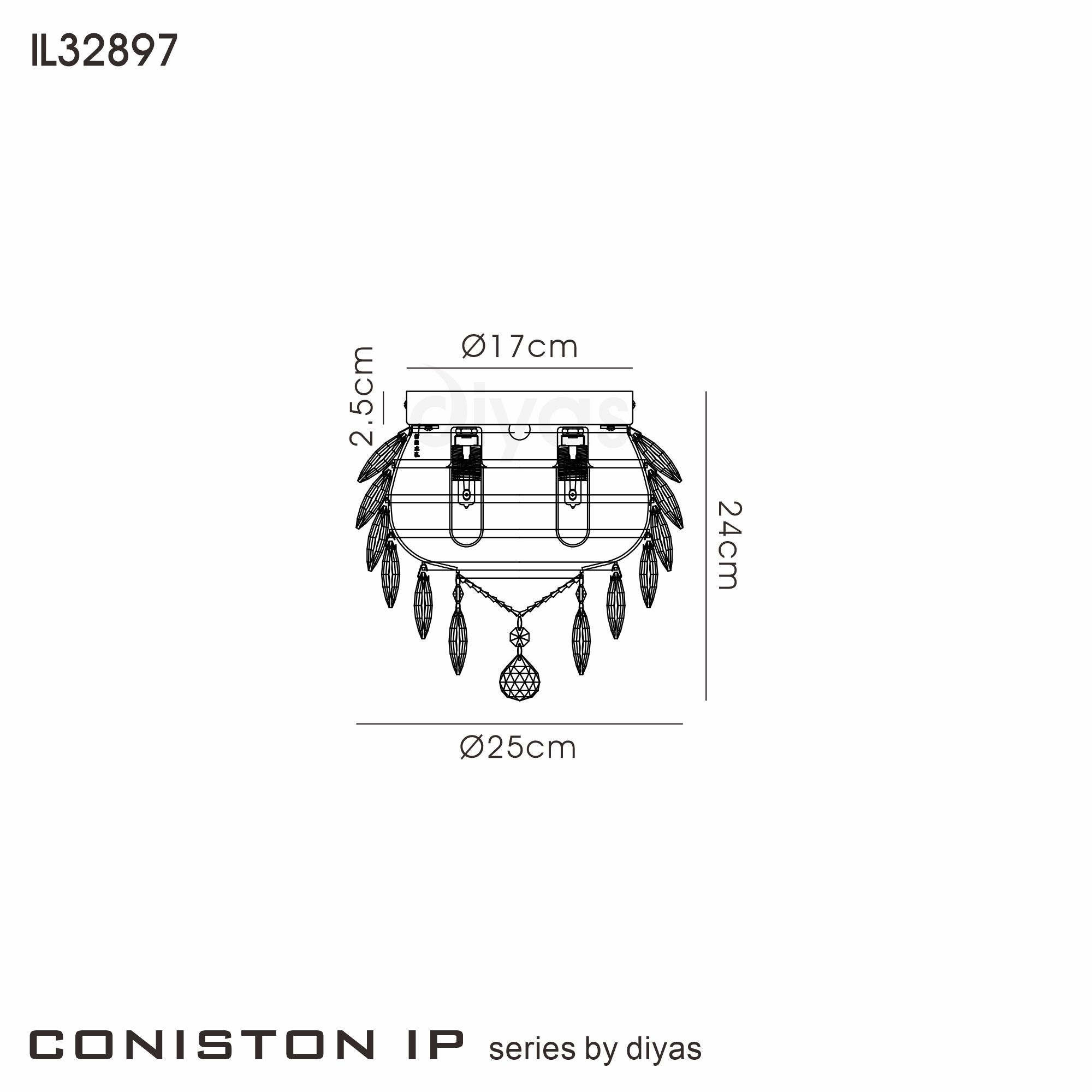 IL32897  Coniston IP Ceiling 3 Light IP44